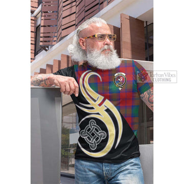 Tartan Vibes Clothing Byres (Byses) Tartan Cotton T-shirt with Family Crest and Celtic Symbol Style