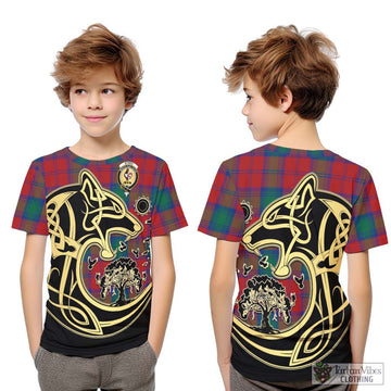 Byres (Byses) Tartan Kid T-Shirt with Family Crest Celtic Wolf Style Youth XL Size14 - Tartan Vibes Clothing