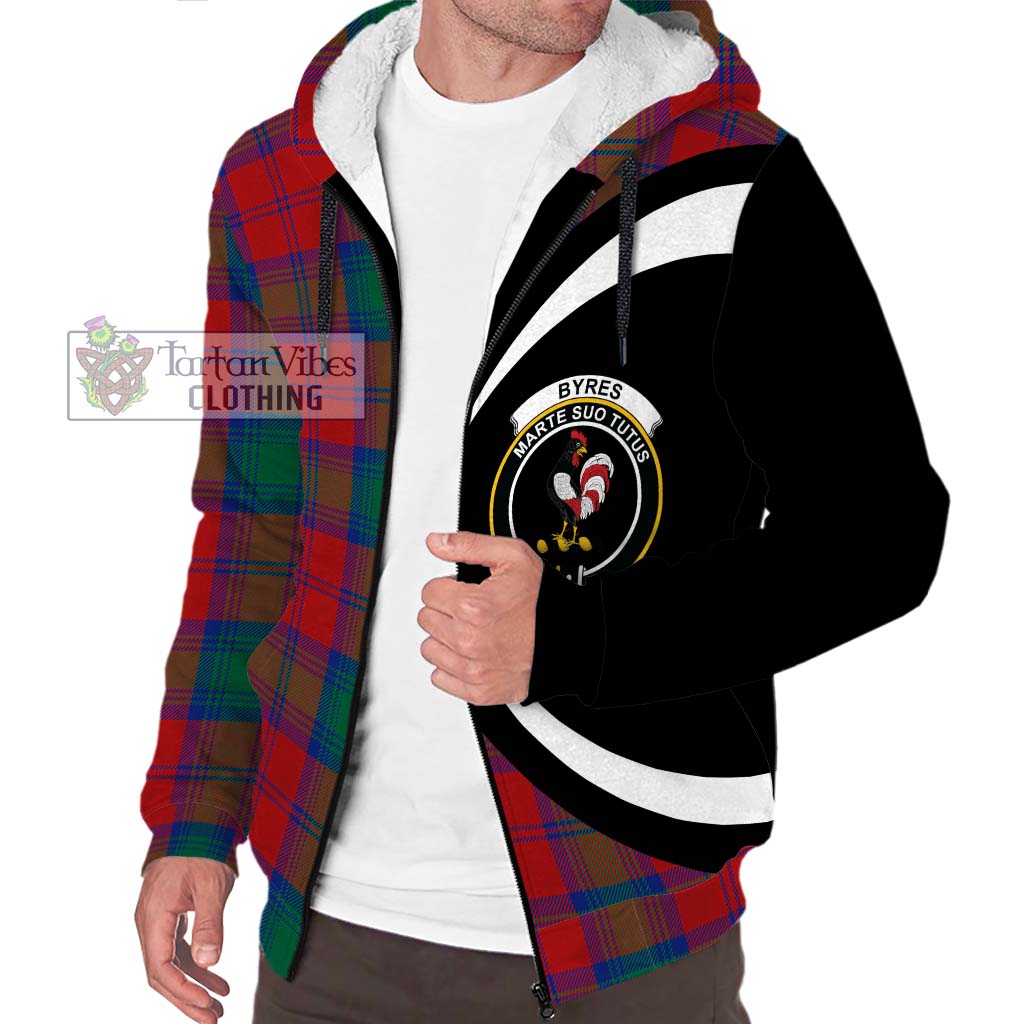 Byres (Byses) Tartan Sherpa Hoodie with Family Crest Circle Style Unisex S - Tartan Vibes Clothing