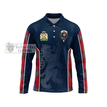 Byres (Byses) Tartan Long Sleeve Polo Shirt with Family Crest and Lion Rampant Vibes Sport Style Unisex - Tartan Vibes Clothing