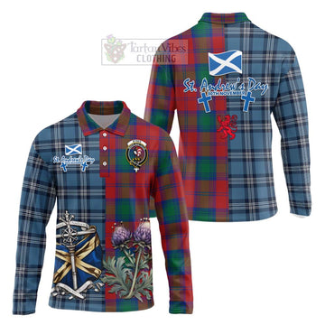 Byres (Byses) Tartan Long Sleeve Polo Shirt Happy St. Andrew's Day Half Tartan Style Unisex - Tartan Vibes Clothing