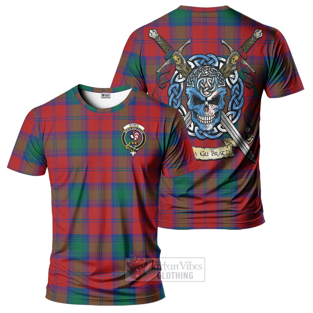 Byres (Byses) Tartan T-Shirt with Family Crest Celtic Skull Style Kid's Shirt - Tartan Vibes Clothing