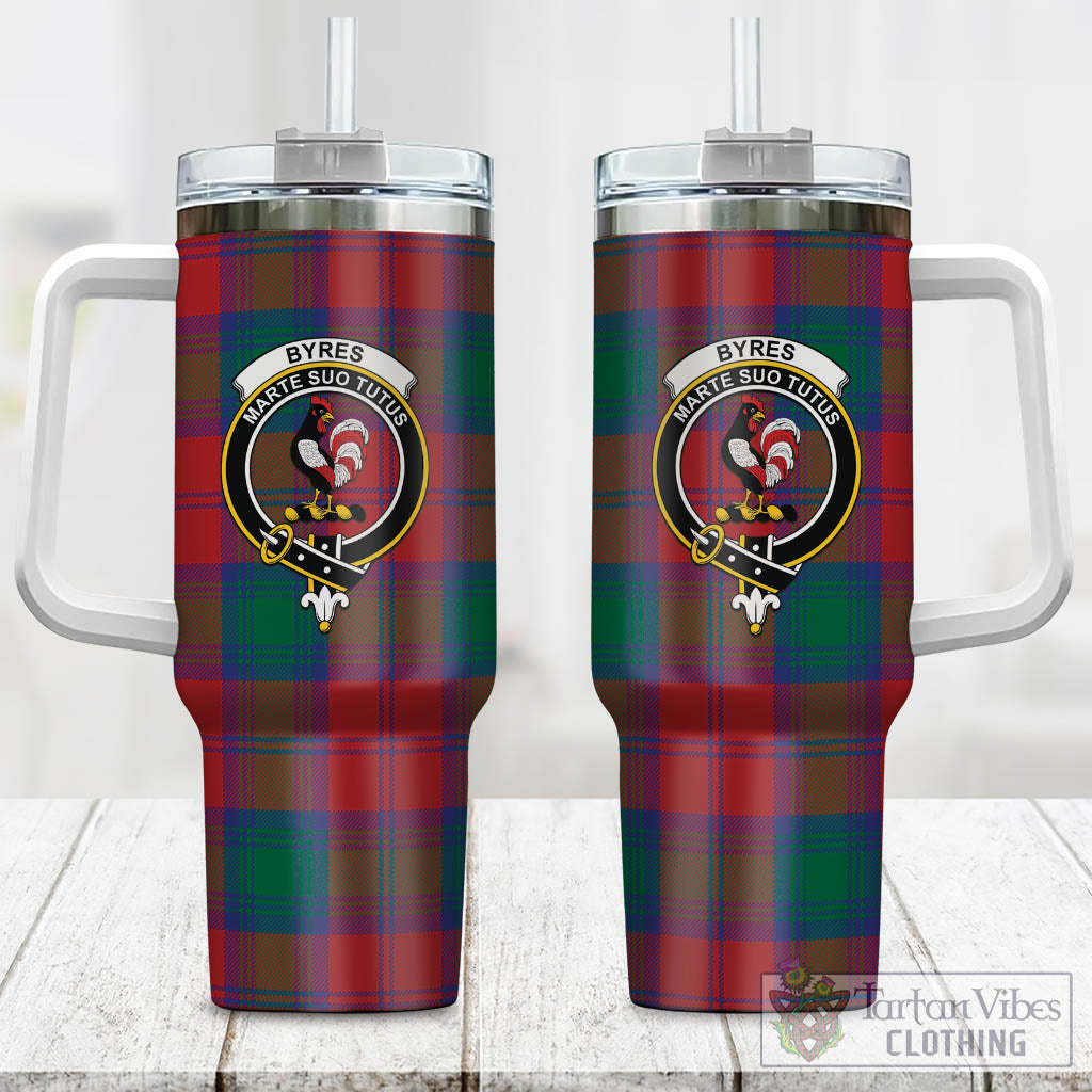 Byres (Byses) Tartan Tumbler with Handle with Family Crest One Size 40 OZ - Tartan Vibes Clothing