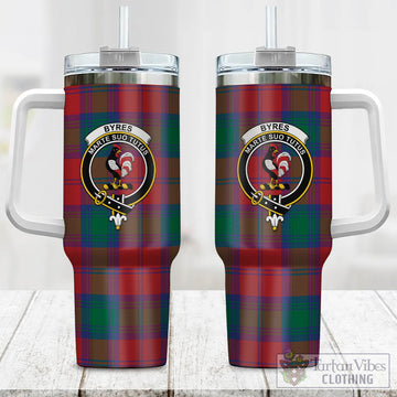 Byres (Byses) Tartan and Family Crest Tumbler with Handle
