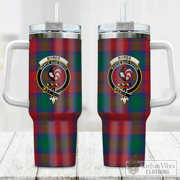 Byres (Byses) Tartan Tumbler with Handle with Family Crest One Size 40 OZ - Tartan Vibes Clothing