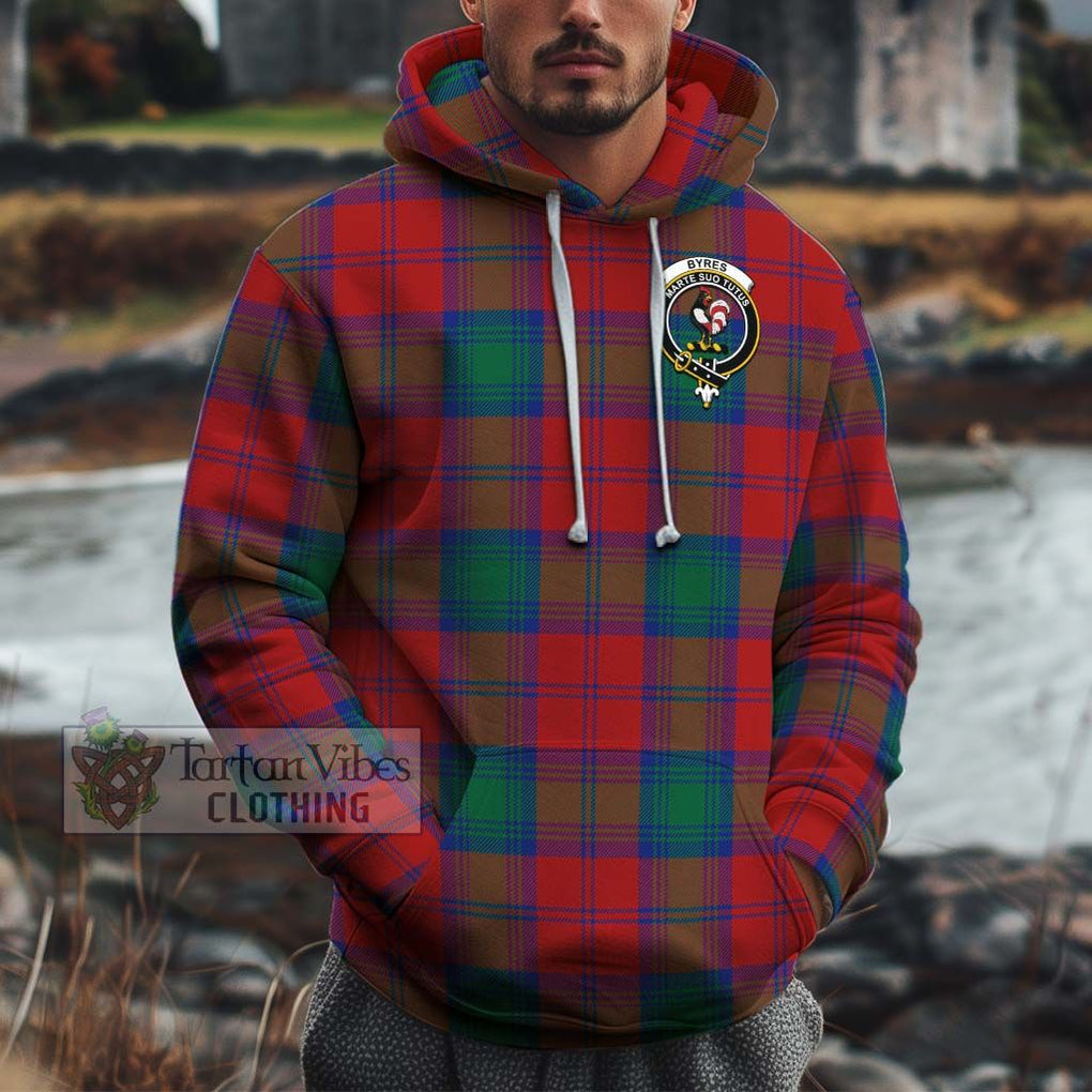 Byres (Byses) Tartan Cotton Hoodie with Family Crest Zip Hoodie - Tartan Vibes Clothing