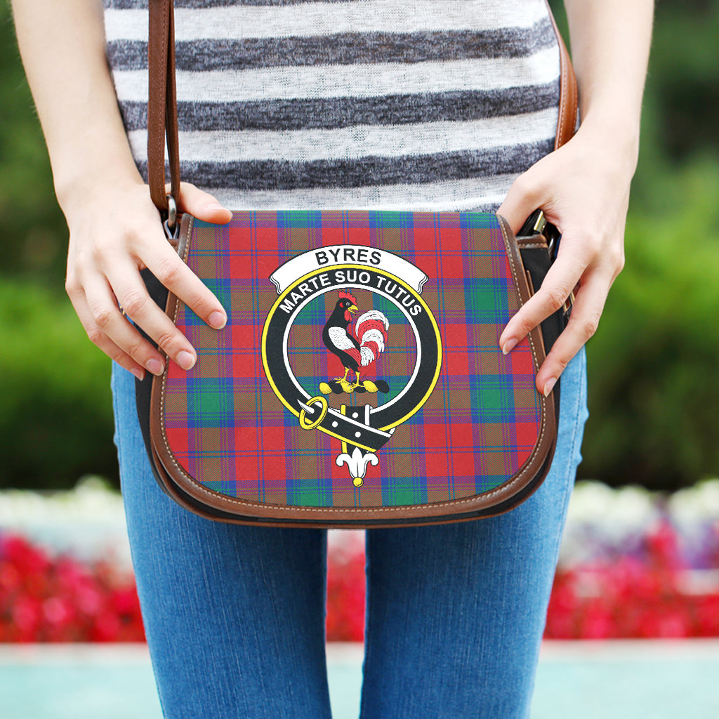Byres (Byses) Tartan Saddle Bag with Family Crest One Size 9.05*3.35*7.48 inch - Tartan Vibes Clothing