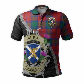 Byres (Byses) Tartan Family Crest Polo Shirt Lion Rampant Royal Thistle Shield Celtic Inspired