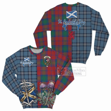Byres (Byses) Tartan Sweatshirt Happy St. Andrew's Day Half Tartan Style Unisex - Tartan Vibes Clothing