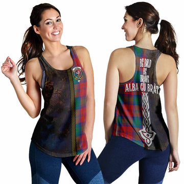 Byres (Byses) Tartan Family Crest Women's Racerback Tanks Alba Gu Brath Be Brave Lion Ancient Style 4XL - Tartan Vibes Clothing