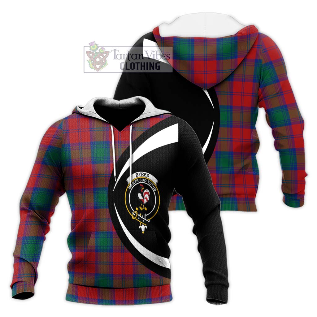 Byres (Byses) Tartan Knitted Hoodie with Family Crest Circle Style Unisex Knitted Pullover Hoodie - Tartan Vibes Clothing