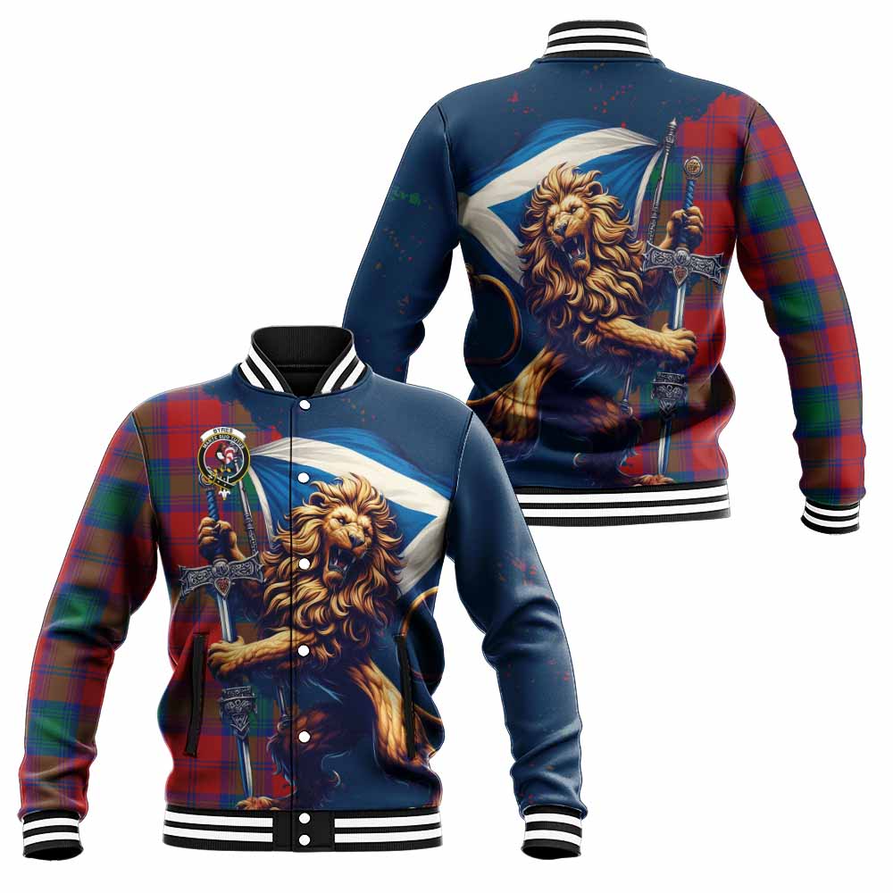 Byres (Byses) Tartan Family Crest Baseball Jacket with Scottish Majestic Lion Unisex - Tartan Vibes Clothing