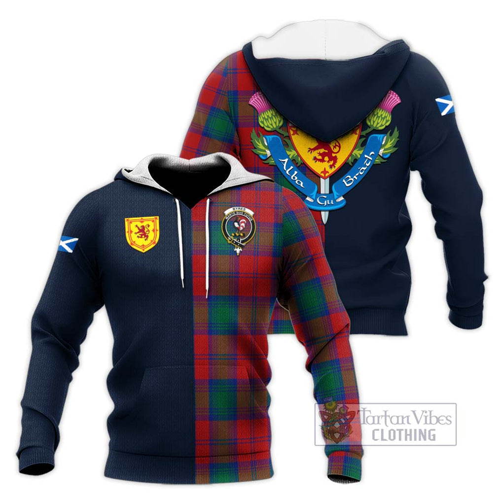Byres (Byses) Tartan Knitted Hoodie Alba with Scottish Lion Royal Arm Half Style Unisex Knitted Pullover Hoodie - Tartan Vibes Clothing