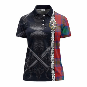 Byres (Byses) Tartan Women's Polo Shirt with Family Crest Cross Sword Thistle Celtic Vibes Women - Tartan Vibes Clothing