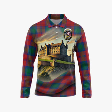 Byres (Byses) Tartan Family Crest Long Sleeve Polo Shirt with Scottish Ancient Castle Style Unisex - Tartan Vibes Clothing