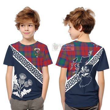 Byres (Byses) Tartan Kid T-Shirt Featuring Thistle and Scotland Map Youth XL Size14 - Tartan Vibes Clothing