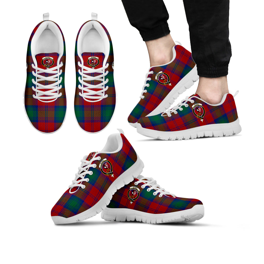 Byres (Byses) Tartan Sneakers with Family Crest Kid's Sneakers - Tartan Vibes Clothing