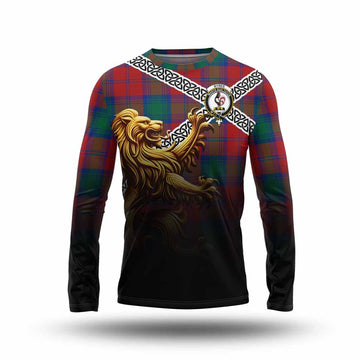 Byres (Byses) Crest Tartan Long Sleeve T-Shirt with Golden Lion Emblem Celtic Style Unisex - Tartan Vibes Clothing