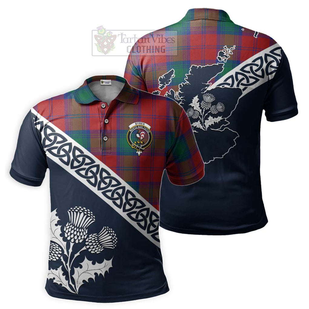 Byres (Byses) Tartan Polo Shirt Featuring Thistle and Scotland Map Kid - Tartanvibesclothing Store