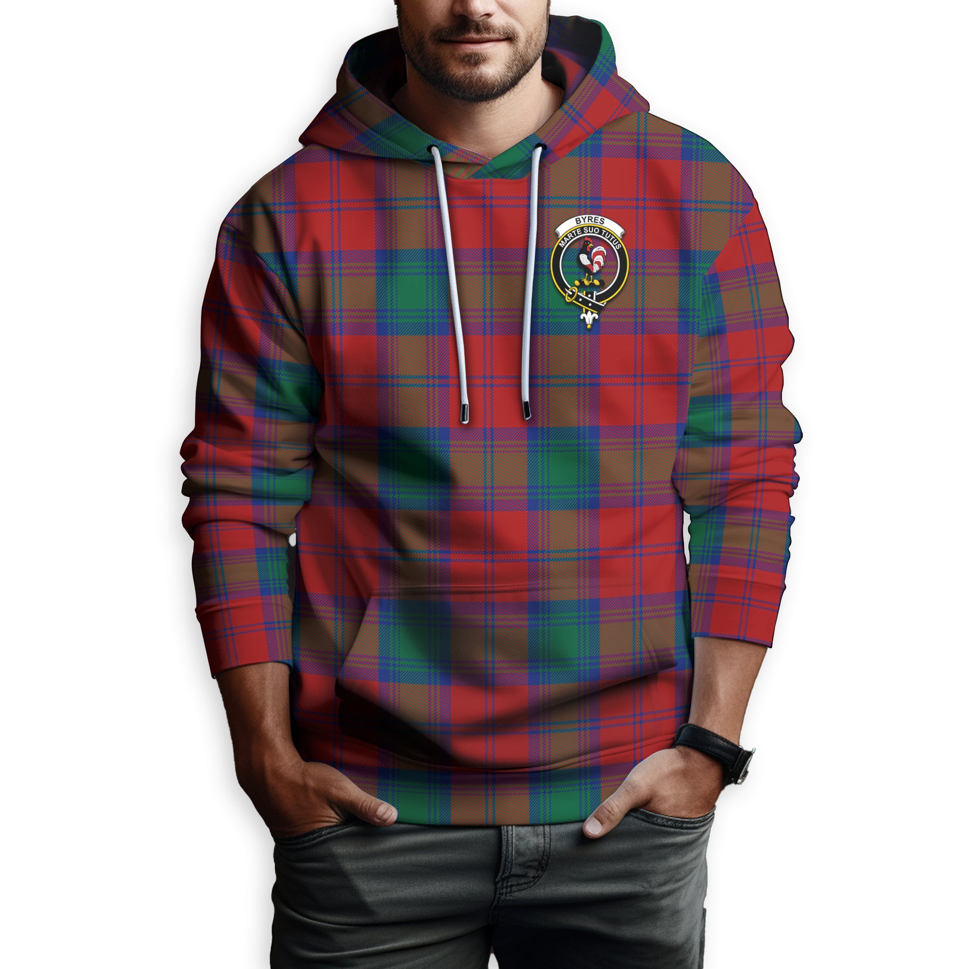 Byres (Byses) Tartan Hoodie with Family Crest Zip Hoodie - Tartan Vibes Clothing