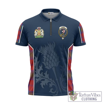 Byres (Byses) Tartan Zipper Polo Shirt with Family Crest and Scottish Thistle Vibes Sport Style