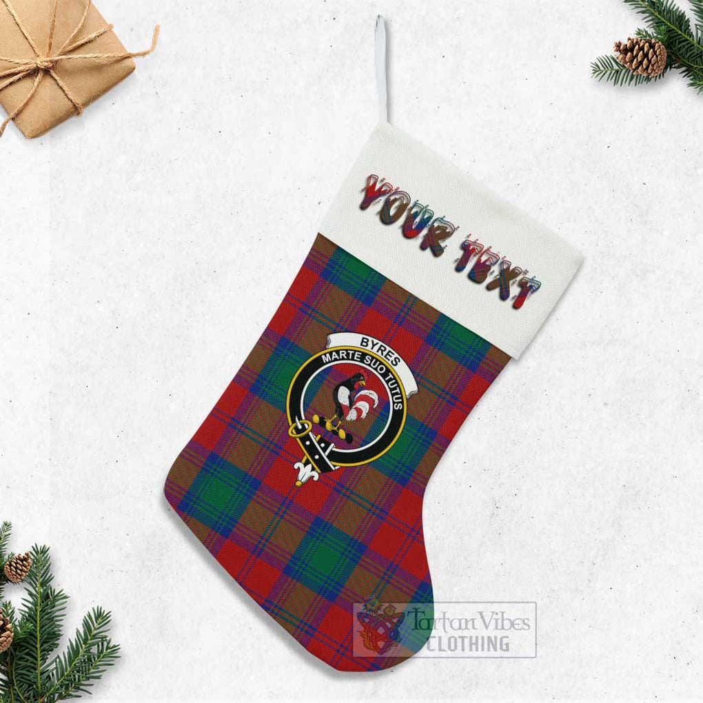 Byres (Byses) Tartan Family Crest Christmas Stocking with Personalized Text - Tartan Vibes Clothing