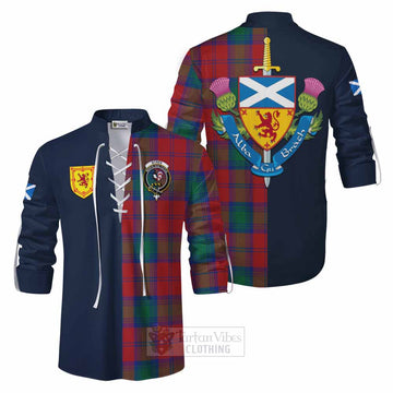 Byres (Byses) Tartan Ghillie Kilt Shirt Alba with Scottish Lion Royal Arm Half Style Men - Tartan Vibes Clothing