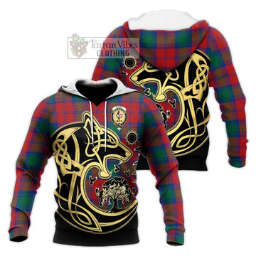 Byres (Byses) Tartan Knitted Hoodie with Family Crest Celtic Wolf Style Unisex Knitted Pullover Hoodie - Tartan Vibes Clothing