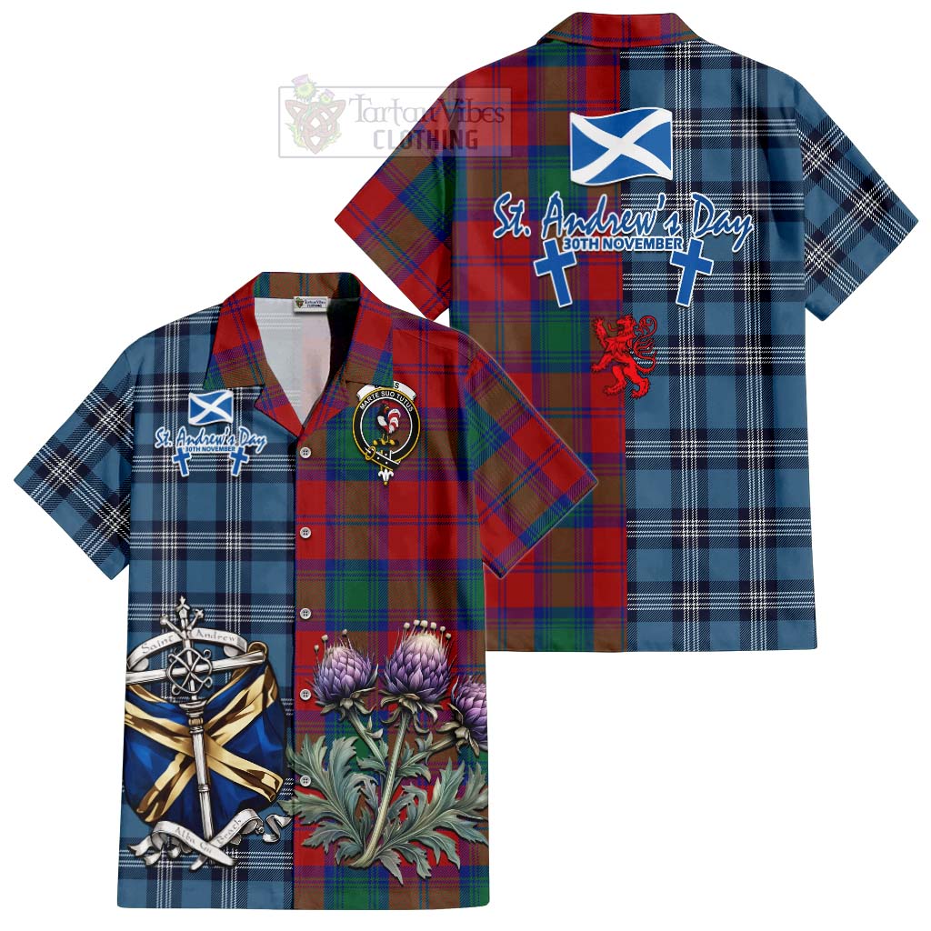 Byres (Byses) Tartan Hawaiian Shirt Happy St. Andrew's Day Half Tartan Style Kid - Tartan Vibes Clothing