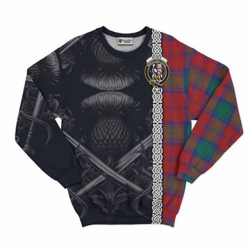 Byres (Byses) Tartan Sweatshirt with Family Crest Cross Sword Thistle Celtic Vibes Unisex - Tartan Vibes Clothing