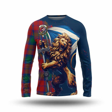 Byres (Byses) Tartan Family Crest Long Sleeve T-Shirt with Scottish Majestic Lion Unisex - Tartan Vibes Clothing