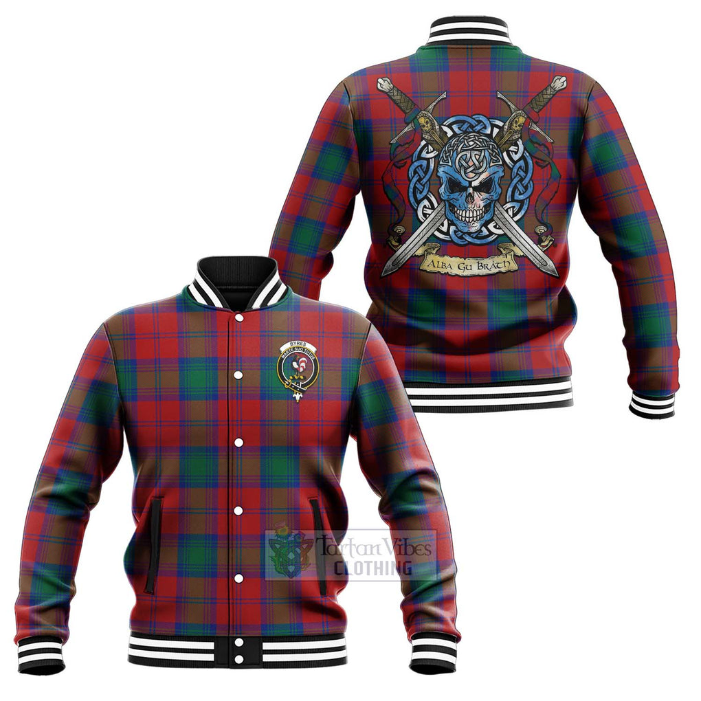 Byres (Byses) Tartan Baseball Jacket with Family Crest Celtic Skull Style Unisex - Tartan Vibes Clothing
