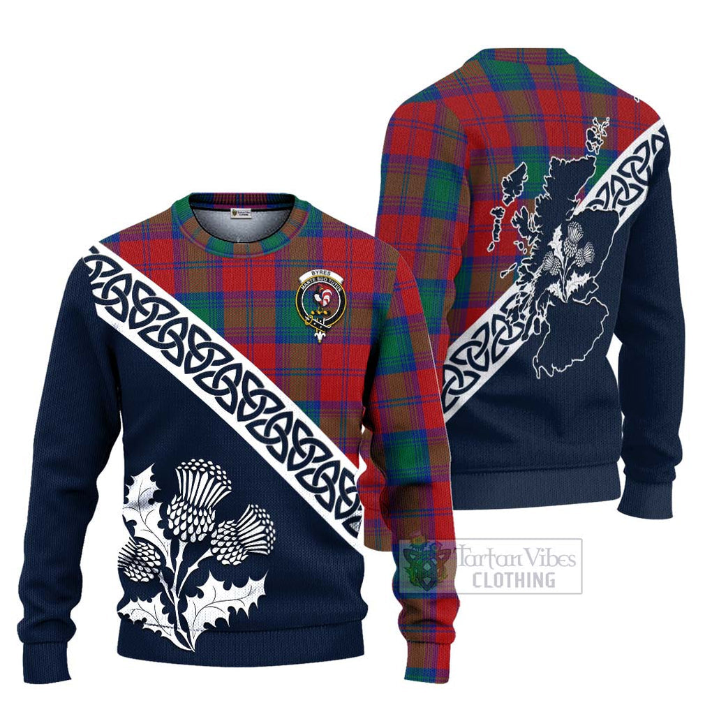 Byres (Byses) Tartan Ugly Sweater Featuring Thistle and Scotland Map Unisex - Tartan Vibes Clothing
