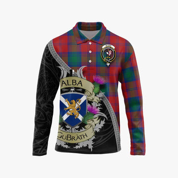 Byres (Byses) Tartan Family Crest Long Sleeve Polo Shirt Lion Rampant Royal Thistle Shield Celtic Inspired Unisex - Tartan Vibes Clothing