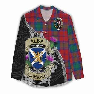 Byres (Byses) Tartan Family Crest Women's Casual Shirt Lion Rampant Royal Thistle Shield Celtic Inspired Female - Tartan Vibes Clothing