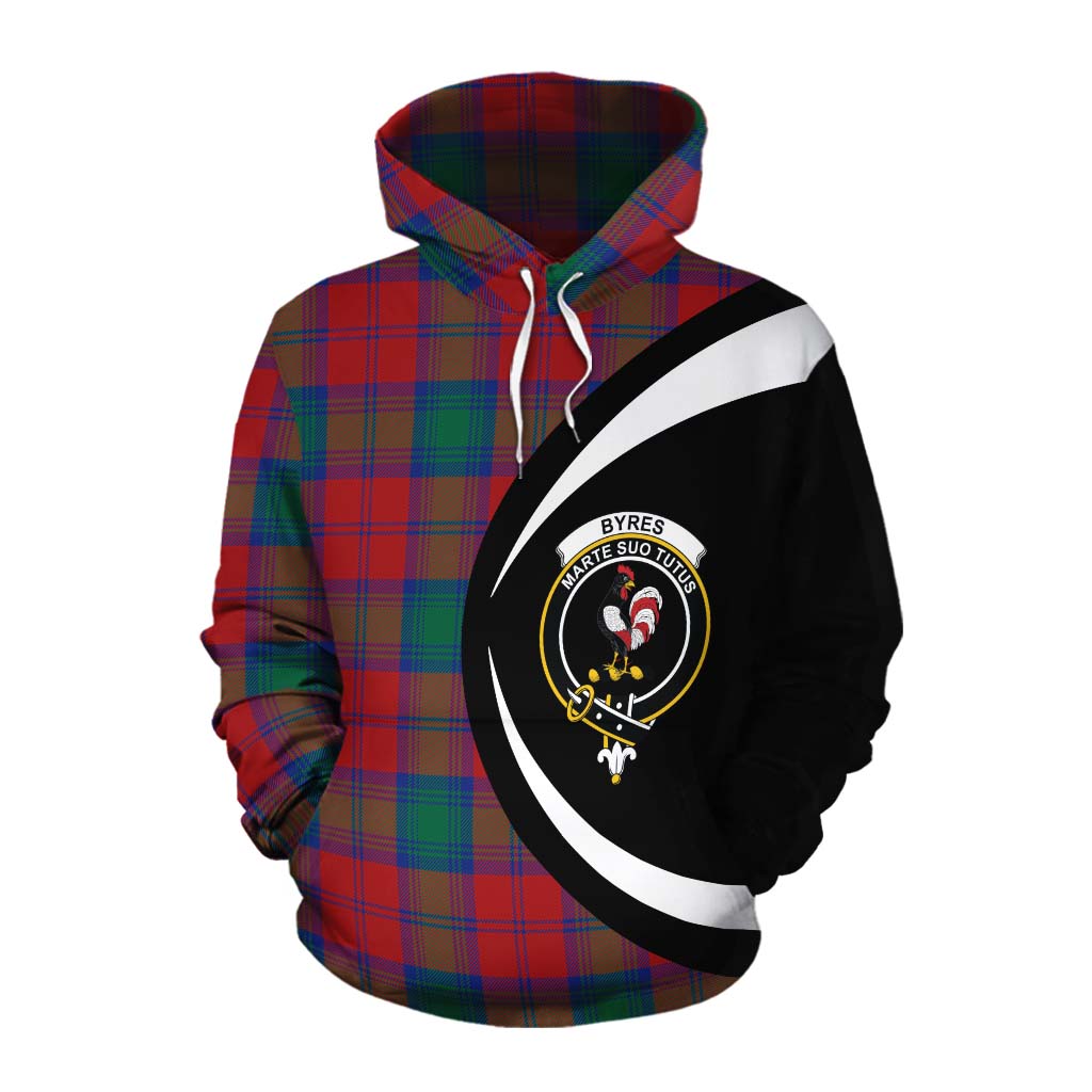 Byres (Byses) Tartan Cotton Hoodie with Family Crest Circle Style Pullover Hoodie XS - Tartan Vibes Clothing