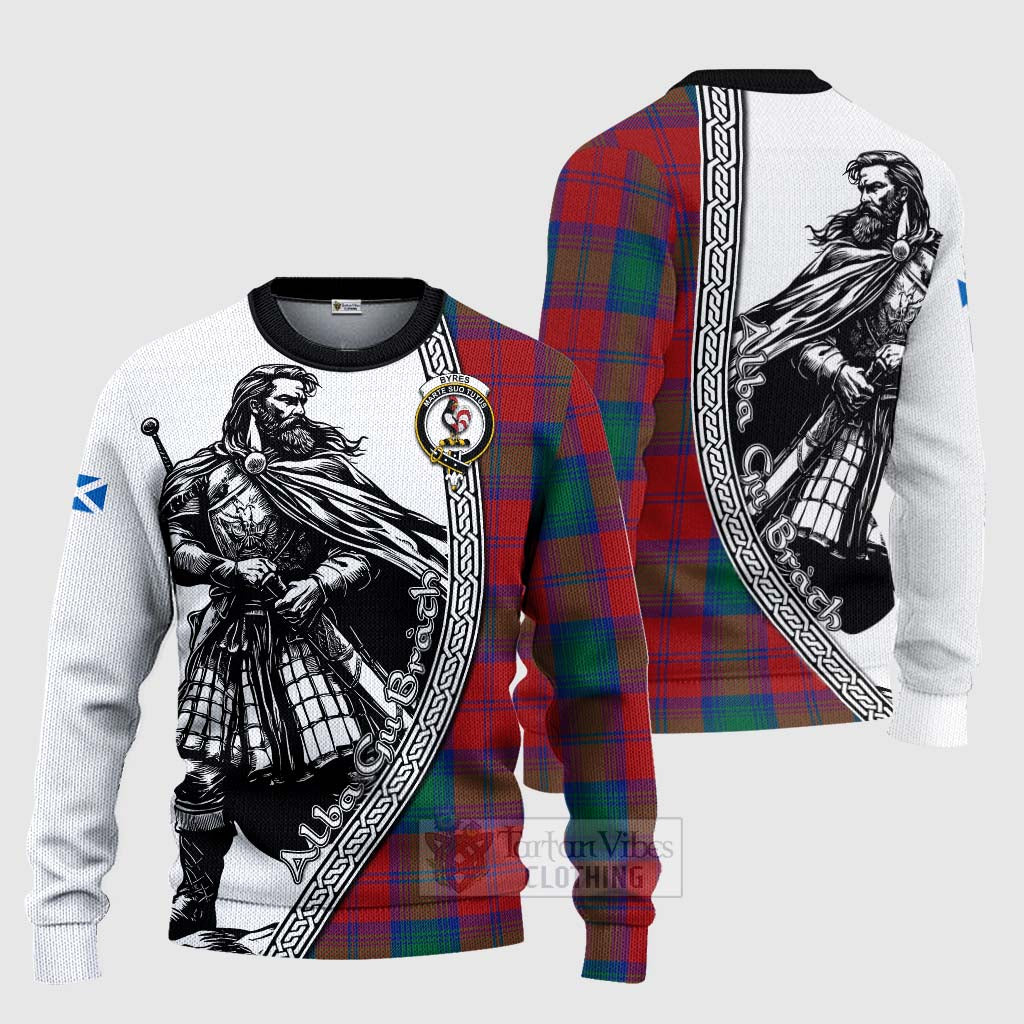 Byres (Byses) Tartan Clan Crest Knitted Sweater with Highlander Warrior Celtic Style Unisex - Tartan Vibes Clothing