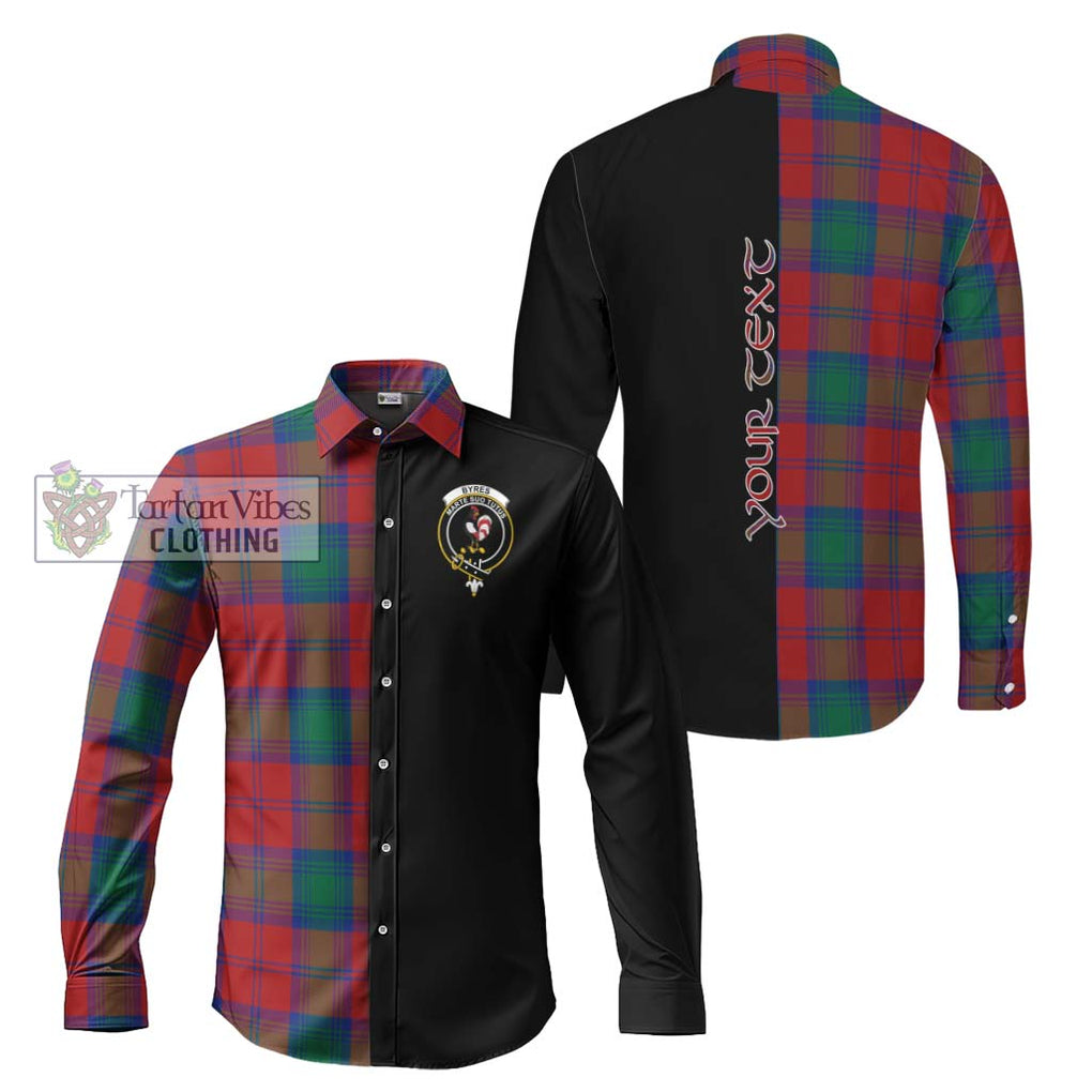 Byres (Byses) Tartan Long Sleeve Button Shirt with Family Crest and Half Of Me Style Men's Shirt S - Tartanvibesclothing Shop