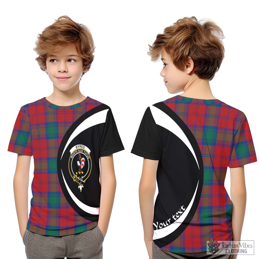 Byres (Byses) Tartan Kid T-Shirt with Family Crest Circle Style Youth XL Size14 - Tartan Vibes Clothing
