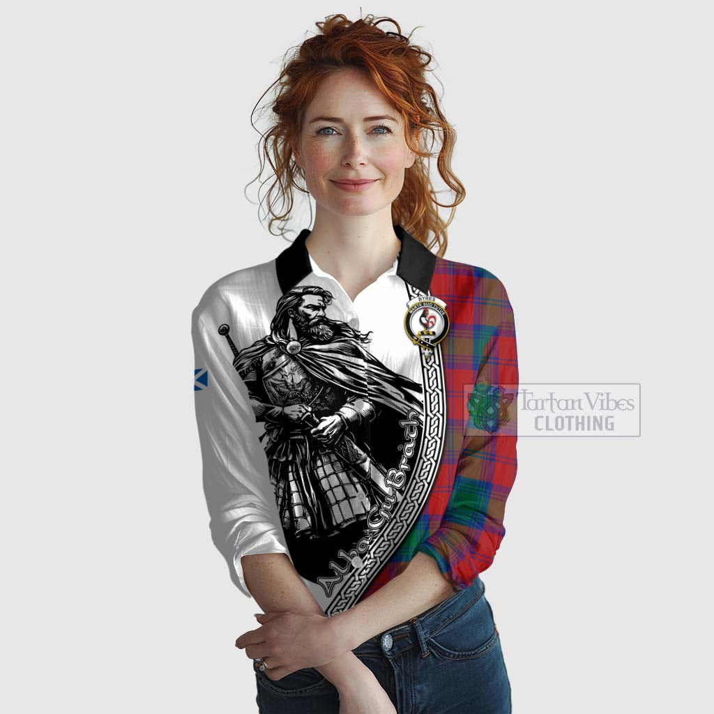 Byres (Byses) Tartan Clan Crest Women's Casual Shirt with Highlander Warrior Celtic Style Female - Tartan Vibes Clothing