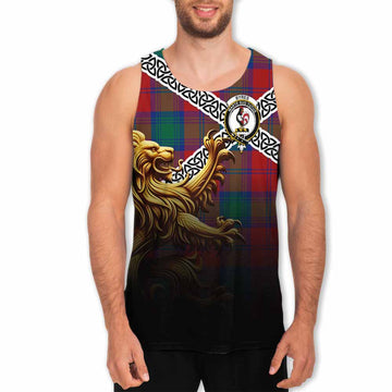 Byres (Byses) Crest Tartan Men's Tank Top with Golden Lion Emblem Celtic Style Men - Tartan Vibes Clothing
