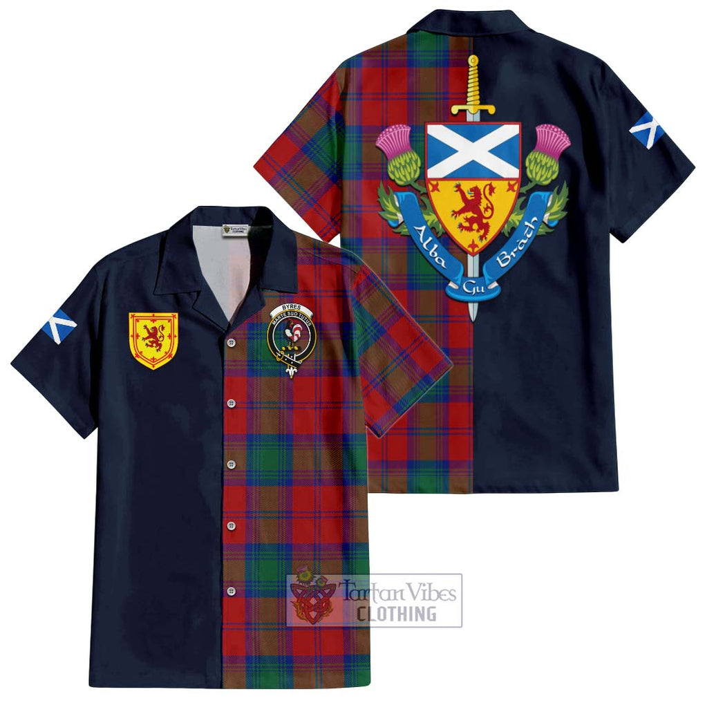 Byres (Byses) Tartan Hawaiian Shirt Alba with Scottish Lion Royal Arm Half Style Kid - Tartan Vibes Clothing