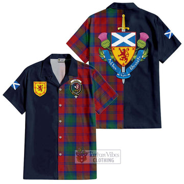 Byres (Byses) Tartan Hawaiian Shirt Alba with Scottish Lion Royal Arm Half Style Kid - Tartan Vibes Clothing