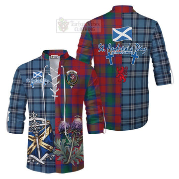 Byres (Byses) Tartan Ghillie Kilt Shirt Happy St. Andrew's Day Half Tartan Style Men - Tartan Vibes Clothing