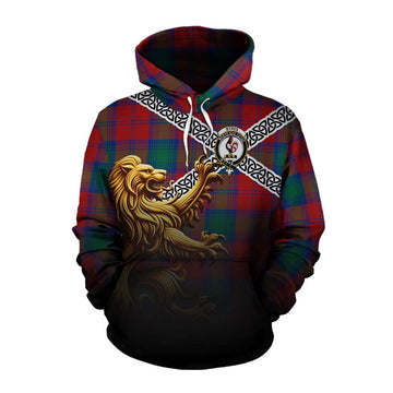 Byres (Byses) Crest Tartan Cotton Hoodie with Golden Lion Emblem Celtic Style Pullover Hoodie XS - Tartan Vibes Clothing