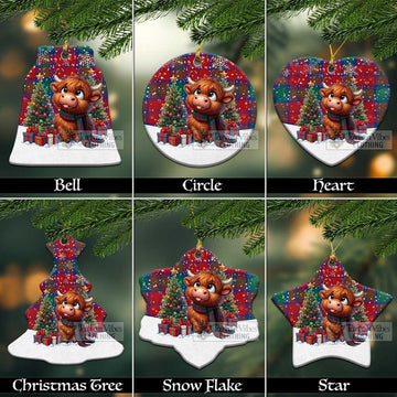 Byres (Byses) Tartan Christmas Ceramic Ornament with Adorable Highland Coo Ceramic - Tartan Vibes Clothing