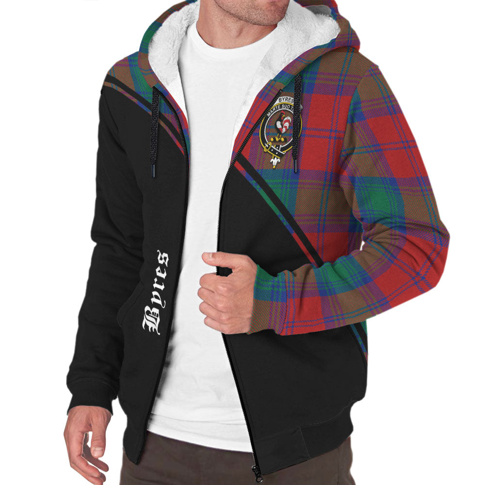 Byres (Byses) Tartan Sherpa Hoodie with Family Crest Curve Style Unisex