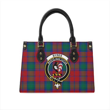 Byres (Byses) Tartan Leather Bag with Family Crest