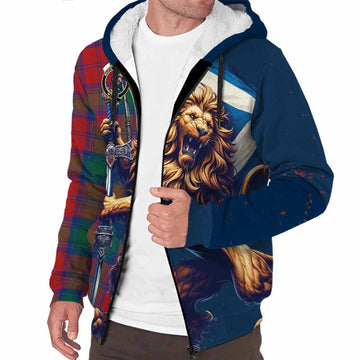 Byres (Byses) Tartan Family Crest Sherpa Hoodie with Scottish Majestic Lion Unisex S - Tartan Vibes Clothing