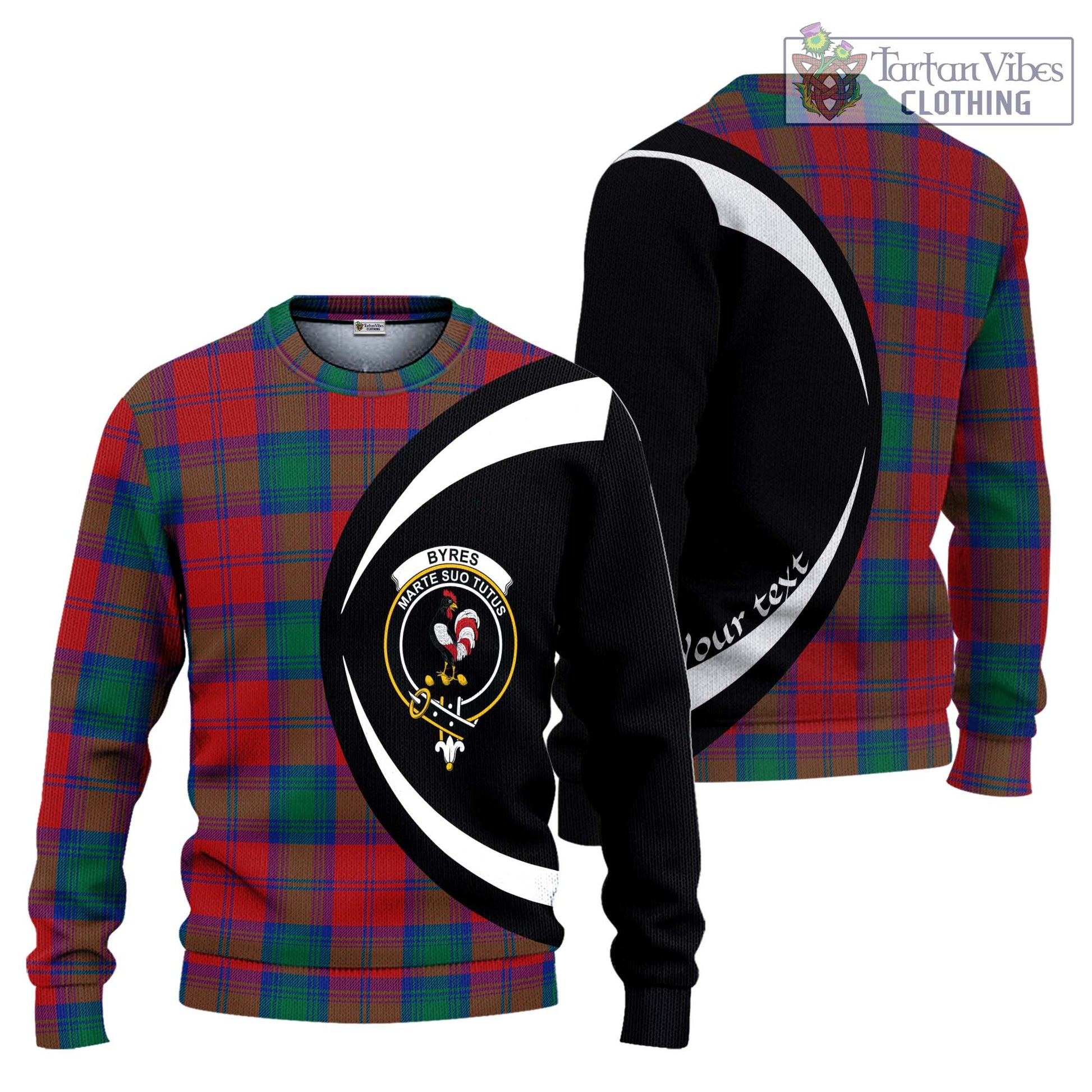 Byres (Byses) Tartan Ugly Sweater with Family Crest Circle Style Unisex - Tartan Vibes Clothing
